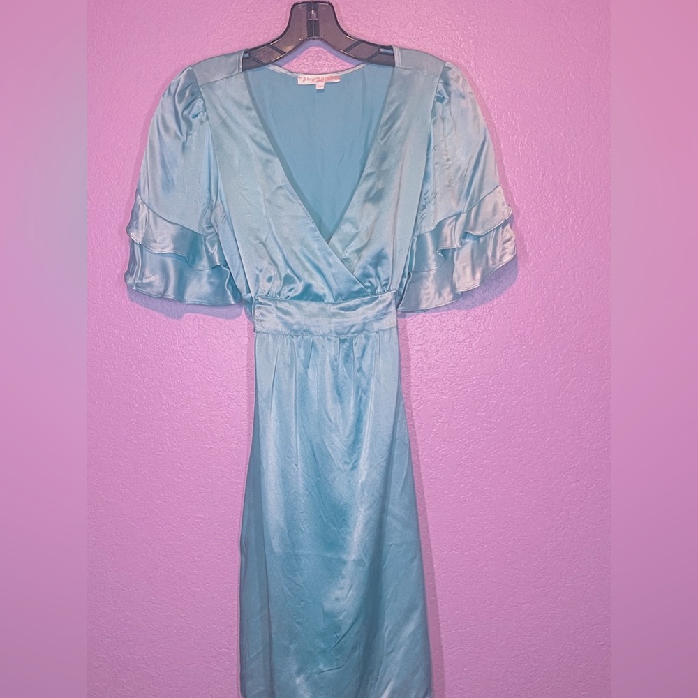 EUC💙Betsey Johnson Blue Satin Mini Dress💙Sz 10